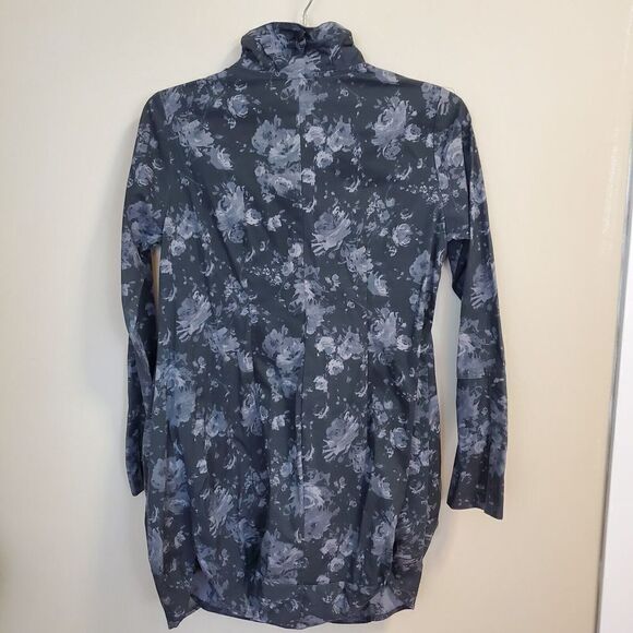 Comfy USA Tokyo Size S Button up Dress Tunic Jacket Gray Floral Long Sleeve - Picture 8 of 13
